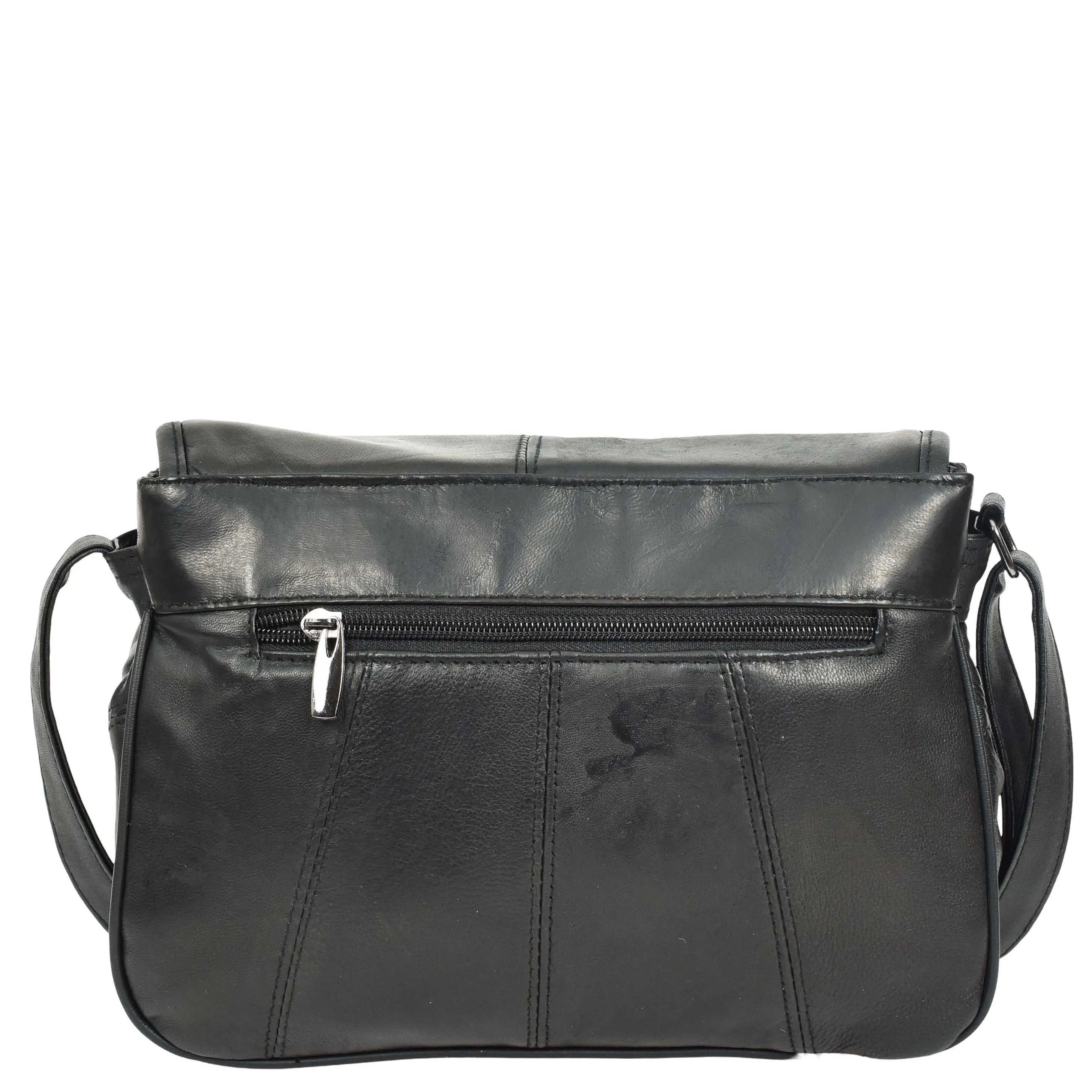DR649 Women's Soft Leather Medium Cross Body Messenger Bag Black