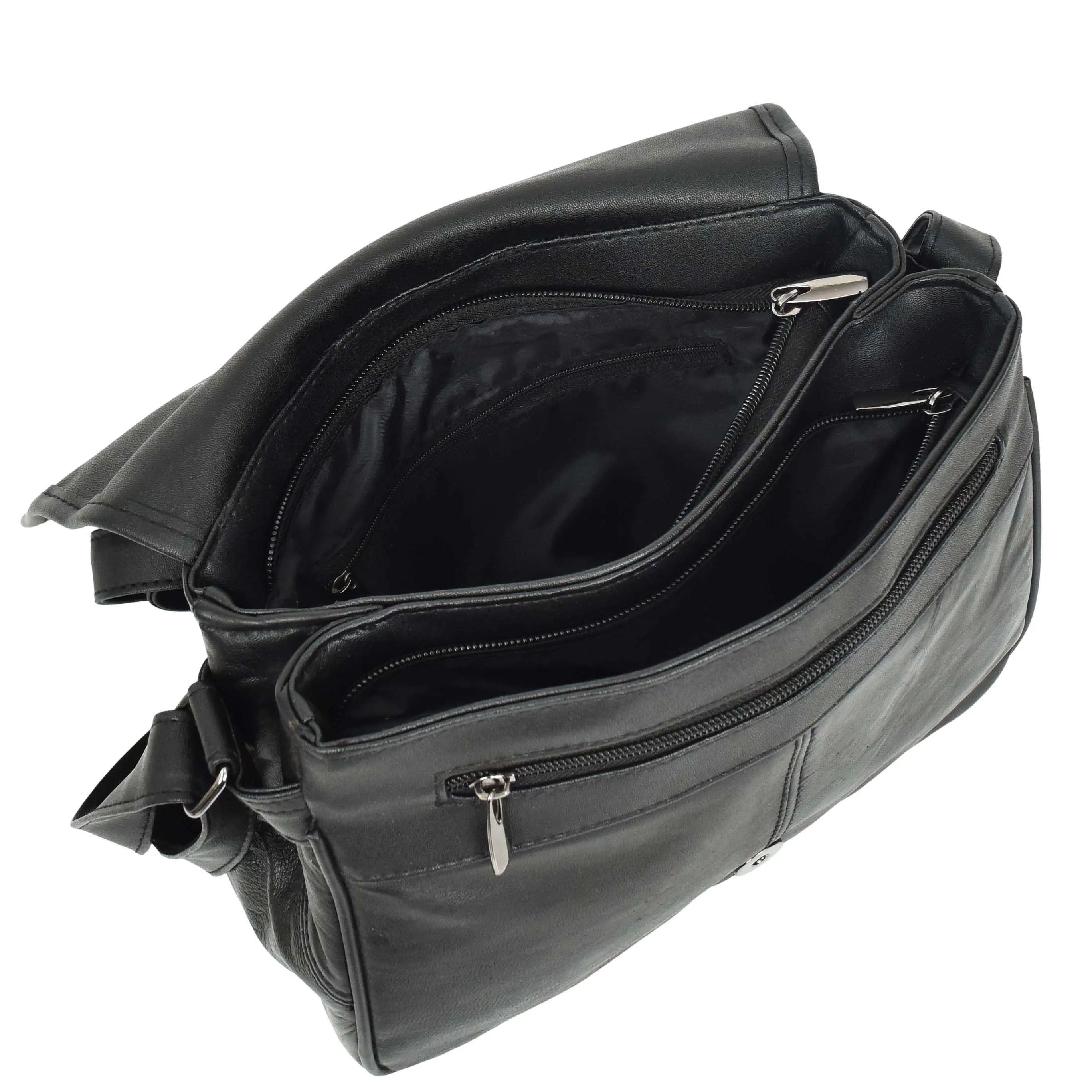 DR649 Women's Soft Leather Medium Cross Body Messenger Bag Black