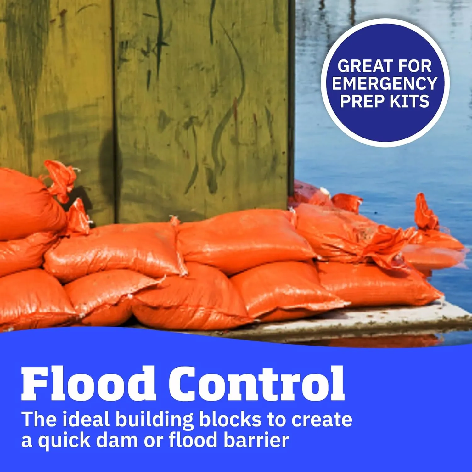 DURASACK Large Heavy Duty Sand Bags with Tie Strings Empty Woven Polypropylene Sandbags for Flood Control with 1600 Hours of UV Protection, 50 lbs Capacity, 18x30 inches, Orange, 100 Count