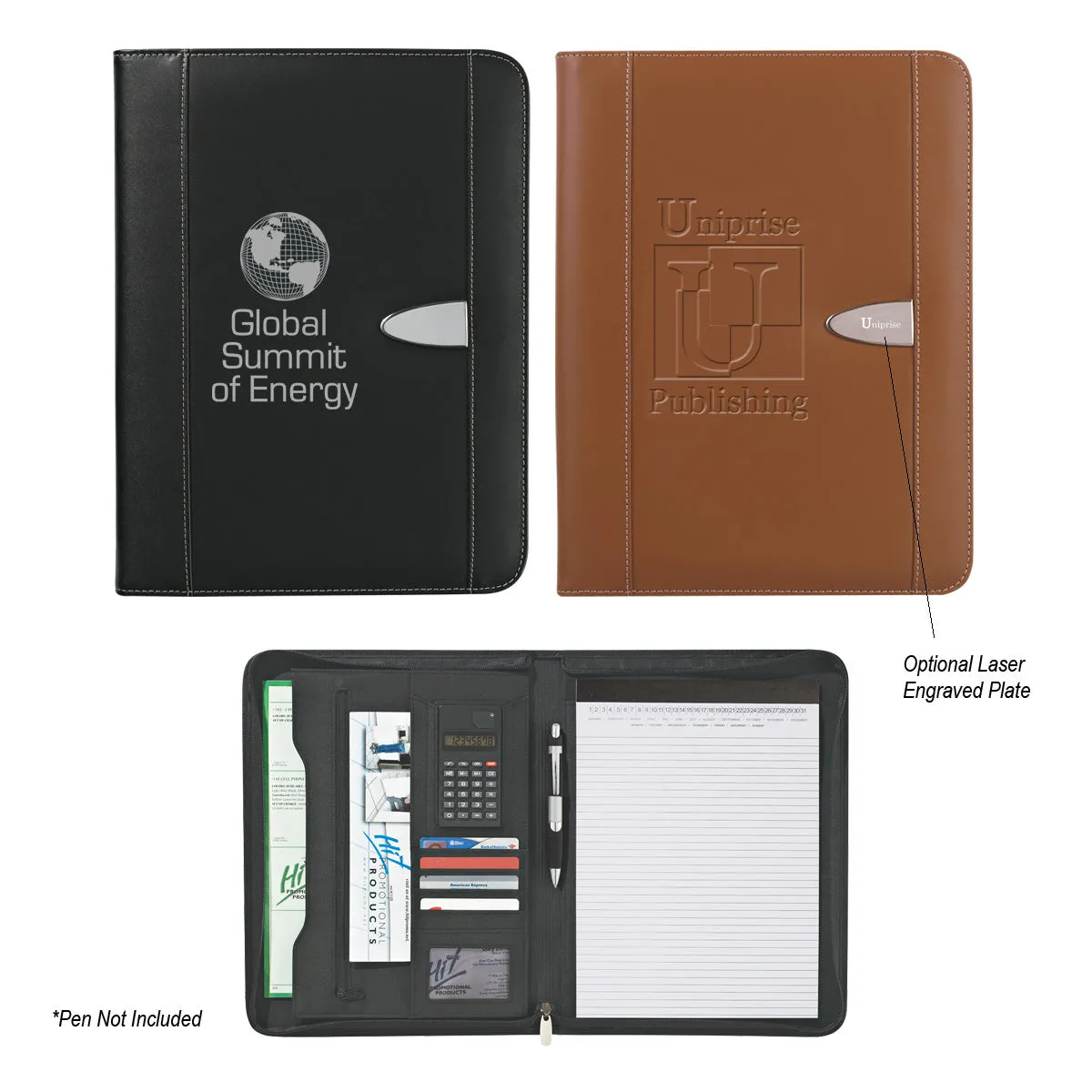 Eclipse Bonded Leather 8 ½" x 11" Zippered Portfolio With Calculator