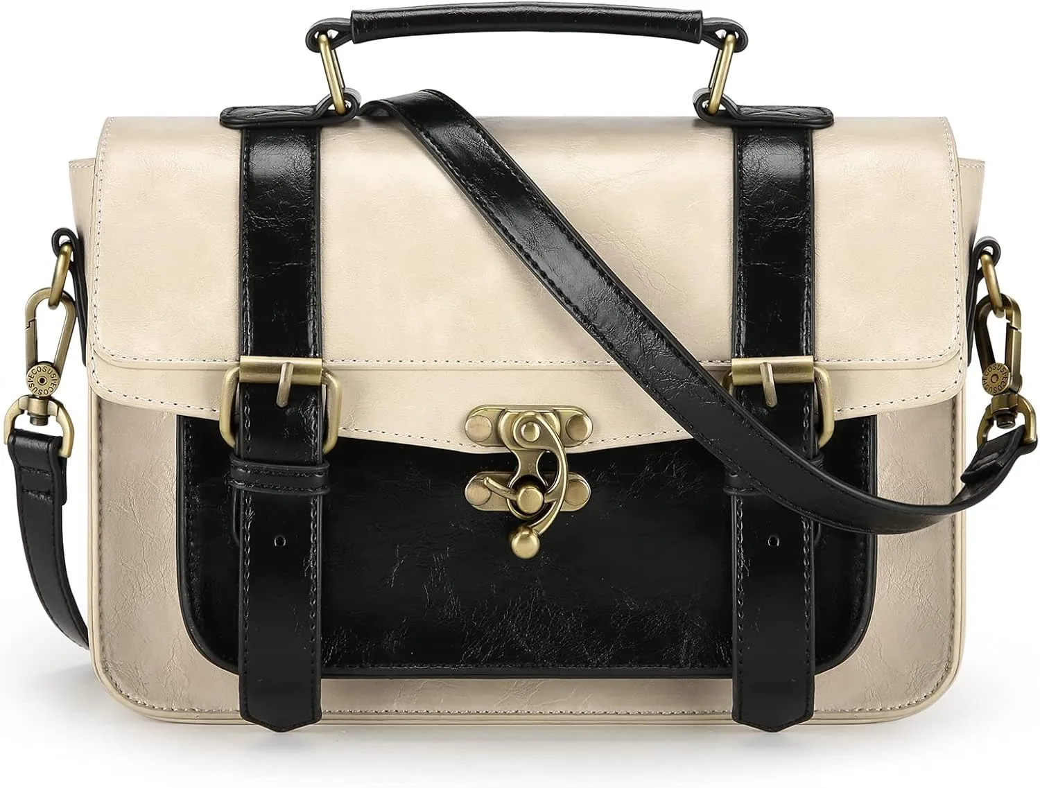 ECOSUSI Women PU Leather Satchel Purse Vintage Small College Crossbody Messenger Bag Work Cross-body Bag