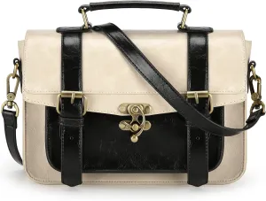 ECOSUSI Women PU Leather Satchel Purse Vintage Small College Crossbody Messenger Bag Work Cross-body Bag