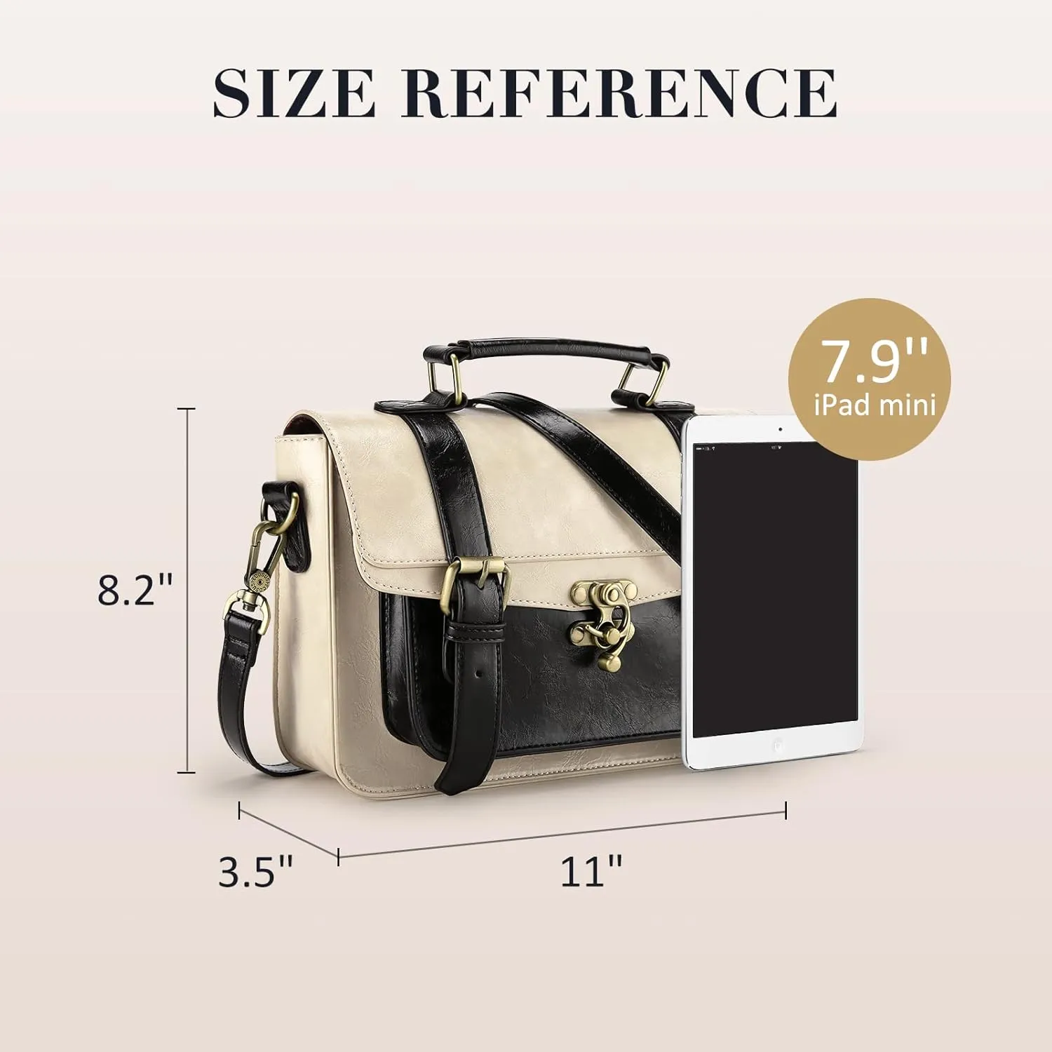 ECOSUSI Women PU Leather Satchel Purse Vintage Small College Crossbody Messenger Bag Work Cross-body Bag