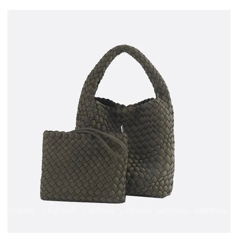 Elite Wonmen High Elastic Fabric Woven Bag Women Advanced Texture Handheld Bucket Bag Versatile Crossbody