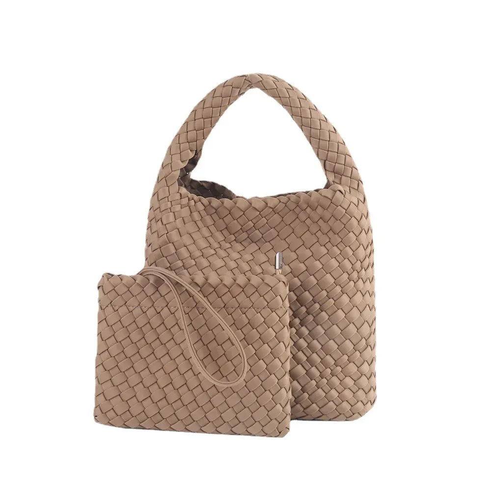 Elite Wonmen High Elastic Fabric Woven Bag Women Advanced Texture Handheld Bucket Bag Versatile Crossbody
