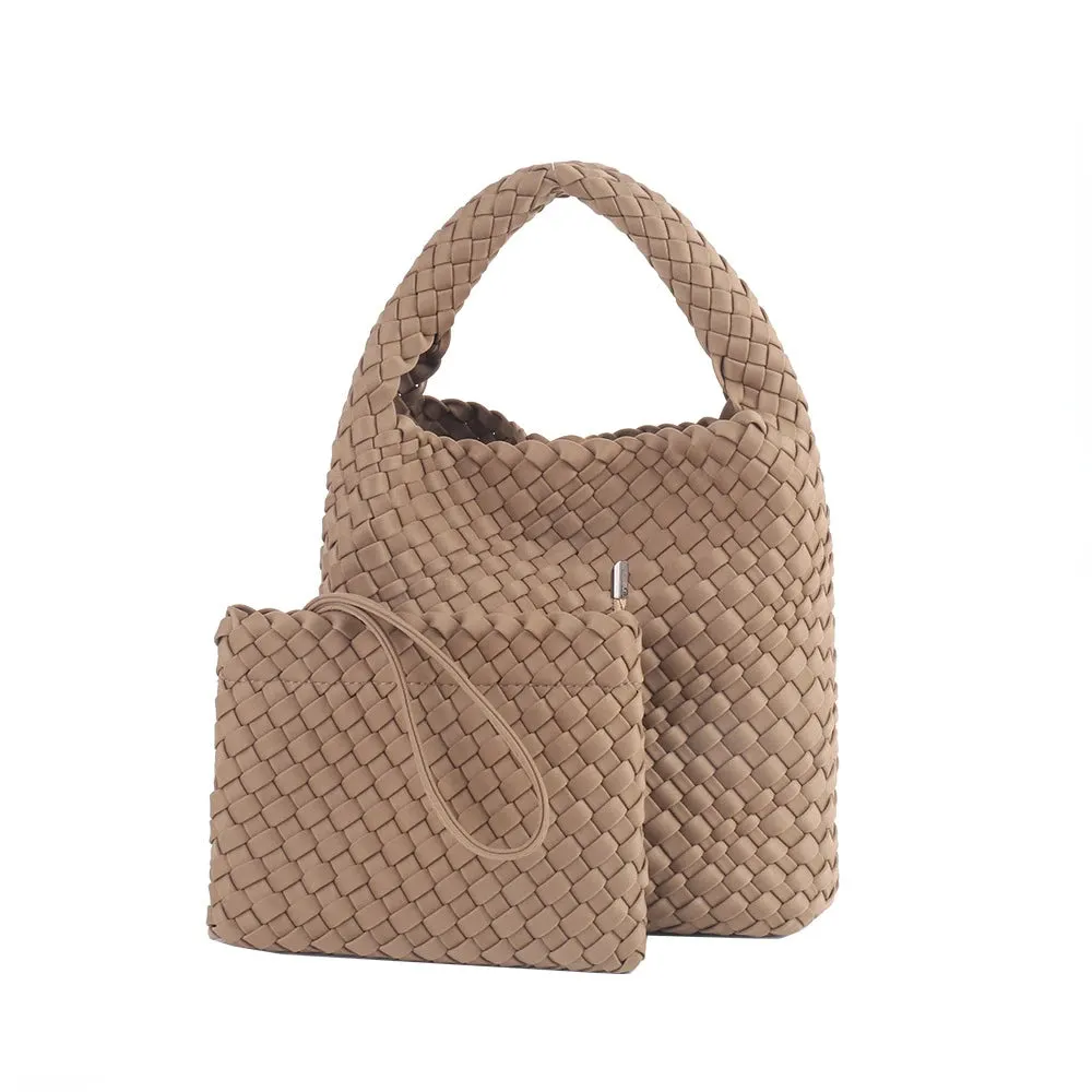 Elite Wonmen High Elastic Fabric Woven Bag Women Advanced Texture Handheld Bucket Bag Versatile Crossbody