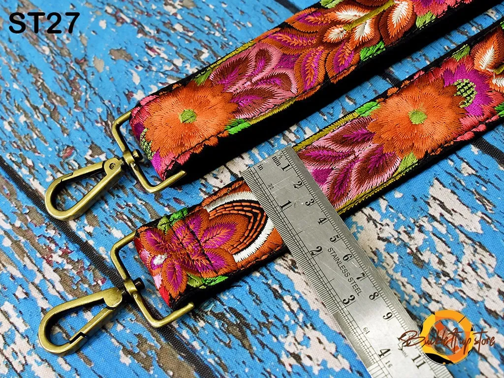 Embroidered Purse Strap Crossbody Strap for Purses Boho Bags Strap Embroidery Replacement Strap Boho Guitar Strap Handbag Strap gift for her