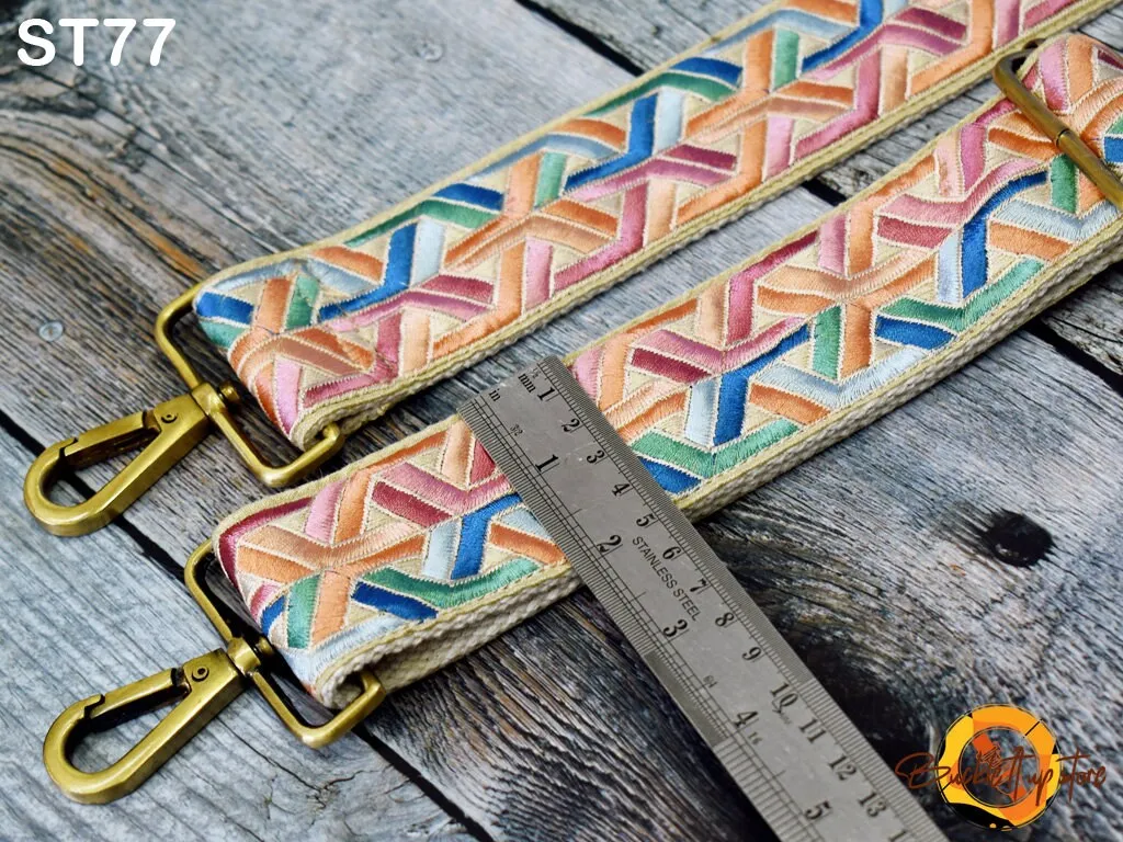 Embroidered Purse Strap Crossbody Strap for Purses Boho Bags Strap Embroidery Replacement Strap Boho Guitar Strap Handbag Strap gift for her