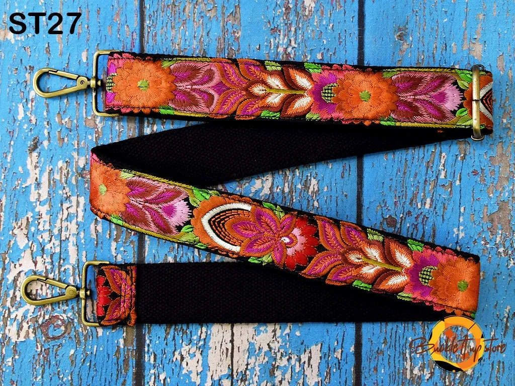 Embroidered Purse Strap Crossbody Strap for Purses Boho Bags Strap Embroidery Replacement Strap Boho Guitar Strap Handbag Strap gift for her