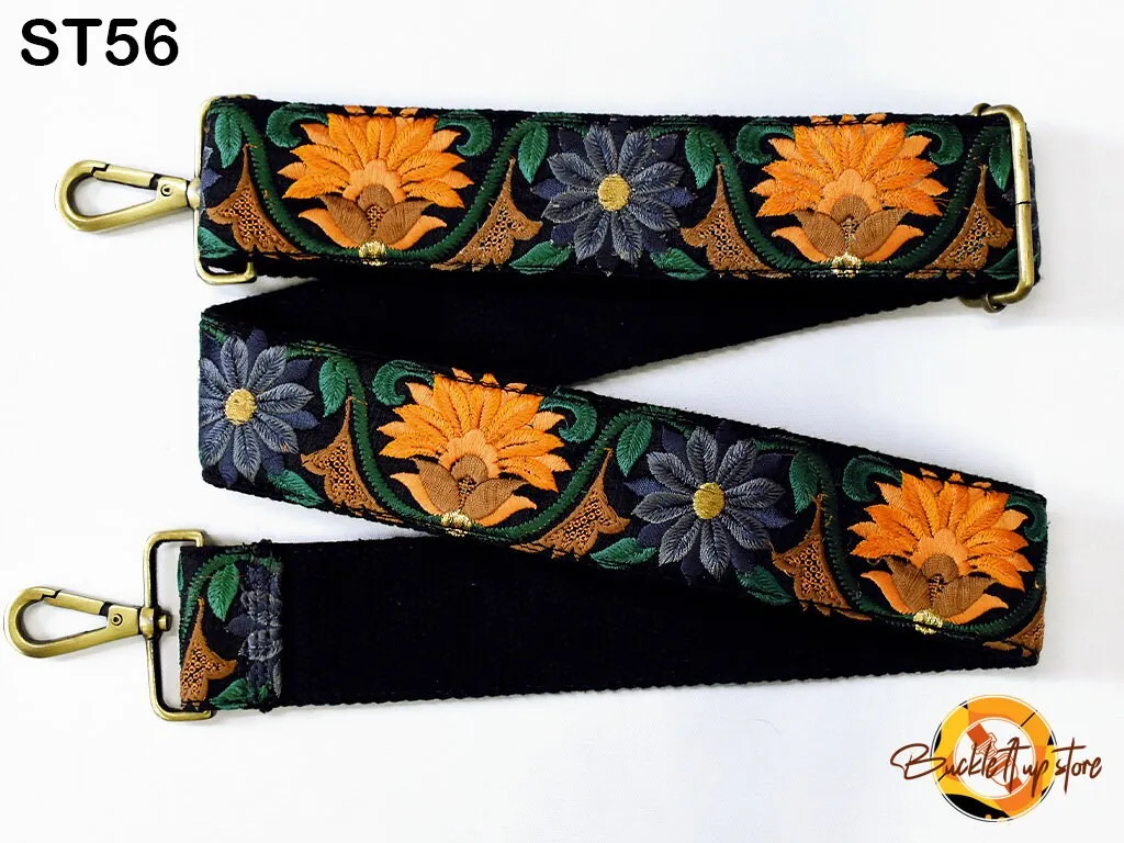 Embroidery Replacement Strap Purse Strap Crossbody Strap for Purses Embroidered Boho Bags Strap Boho Guitar Strap Handbag Strap gift for her