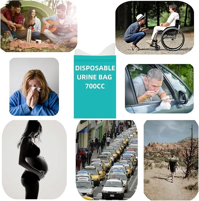 Emergency Unisex Disposable Urine Bags 8/12/16/24 Pack 700ML Portable Camping Travel Pee Vomit Portable Toilet Bag for Traffic Jams, Camping, Hiking, Pregnant,Men Women Patient, Kids Brief Relief