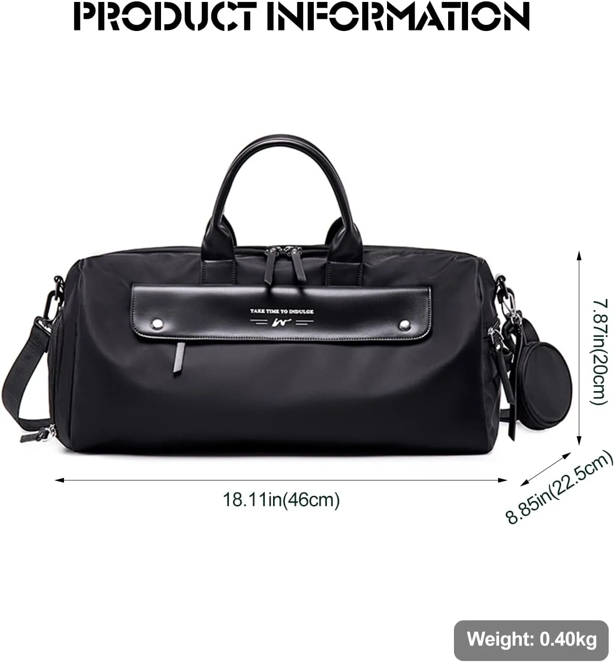 Ergocar Travel Duffel Bags Women, Large Capacity Men Travel Totes with Shoe Bag, Fashion Waterproof Sports Gym Tote Bag, Carry on Bag Weekender Overnight Bag, Black