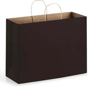 Eupako 16x6x12 Black Paper Bags, Set of 50, Gift Bags, Wedding, Birthday, Holidays, Parties, Baby Showers, Christmas, Mother's Day, Valentine's Day