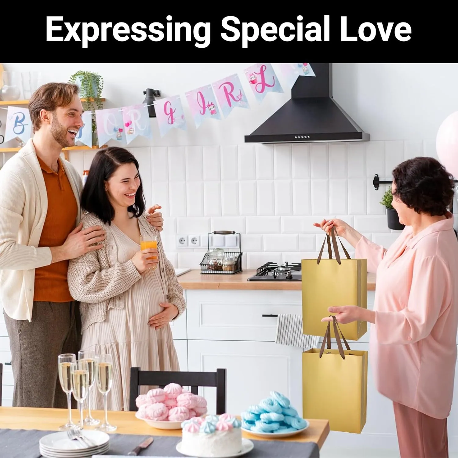 EUSOAR Paper Gift Bags with Handles, 50pcs 9.8"x5.1"x12.6" Gold Kraft Gift Wrap Bags, Merchandise Business Retail Grocery Shopping Wrapping Wedding Party Favor Thank You Gift Bags Sacks