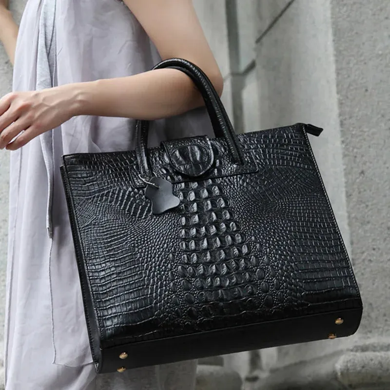 Evelyn Messenger Crocodile Tote