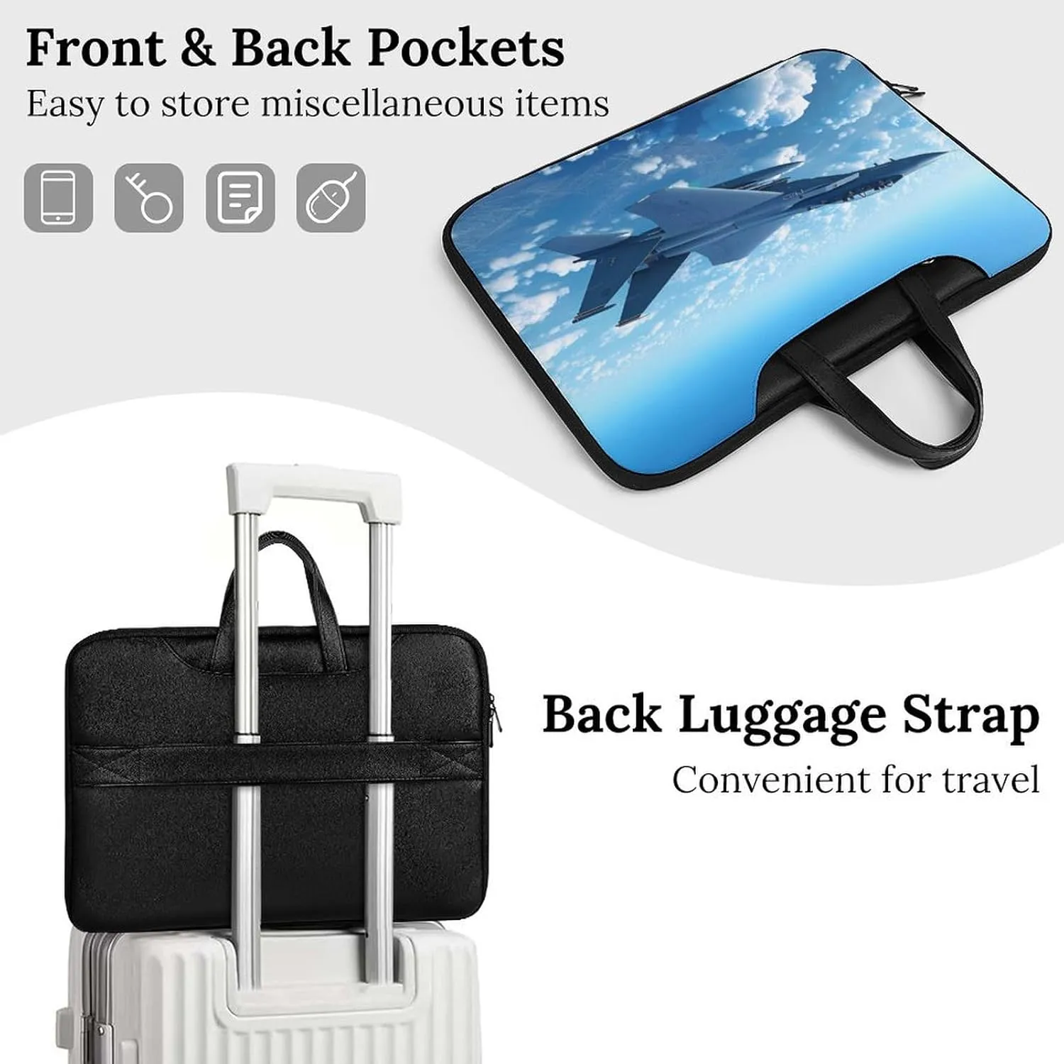 F-15 Eagle Jet Plane Laptop Tote Bag Waterproof Computer Carrying Case Business Office Briefcase