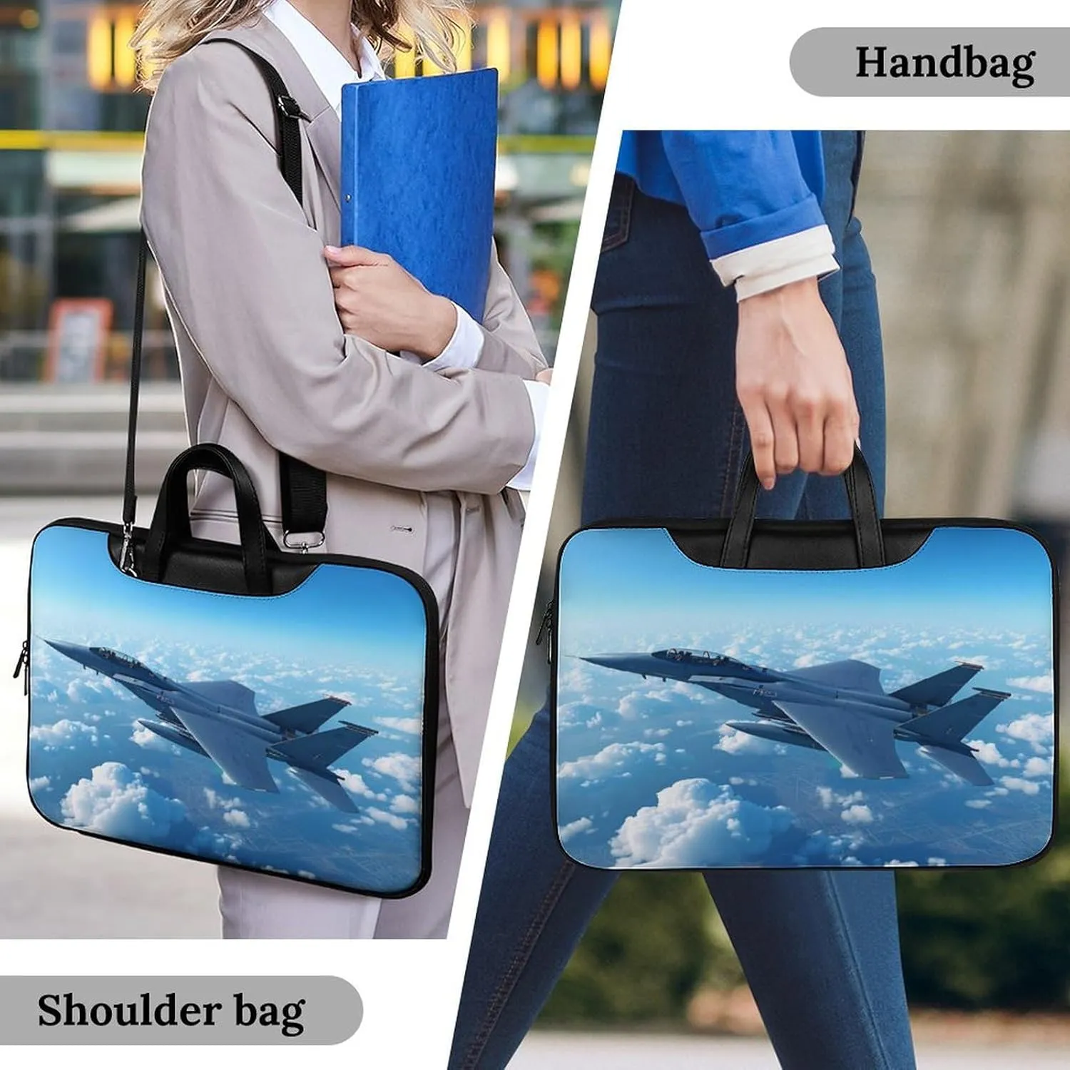 F-15 Eagle Jet Plane Laptop Tote Bag Waterproof Computer Carrying Case Business Office Briefcase