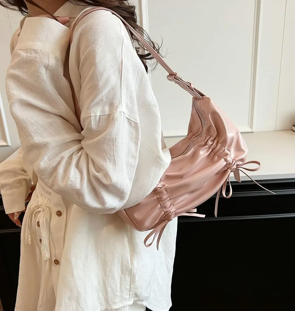 Fashion Shoulder Bag for Women Small Vegan Leather Crossbody Purse Y2k Dumpling Handbag Top Handle Satchel