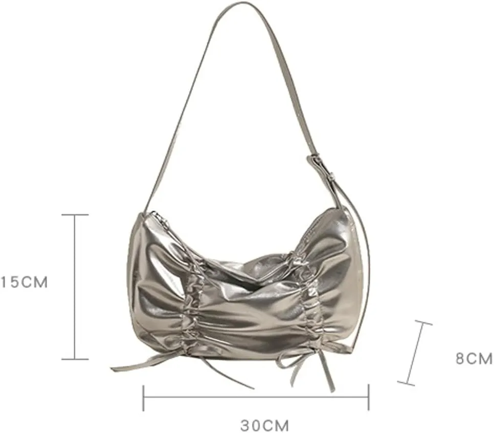 Fashion Shoulder Bag for Women Small Vegan Leather Crossbody Purse Y2k Dumpling Handbag Top Handle Satchel