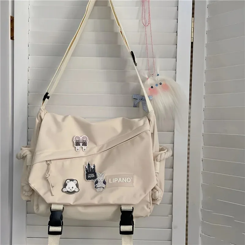 Fashion Women Canvas Shoulder Bags For Youth Casual Ladies Large Capacity Crossbody Bags Solid Handbags Messenger Bags for Women