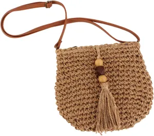 Fashionable Straw Crossbody Bag for Women, Spacious Hand-Woven Purse with Classic Satchels, Rattan Handbag for Beach