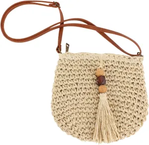Fashionable Straw Crossbody Bag for Women, Spacious Hand-Woven Purse with Classic Satchels, Rattan Handbag for Beach