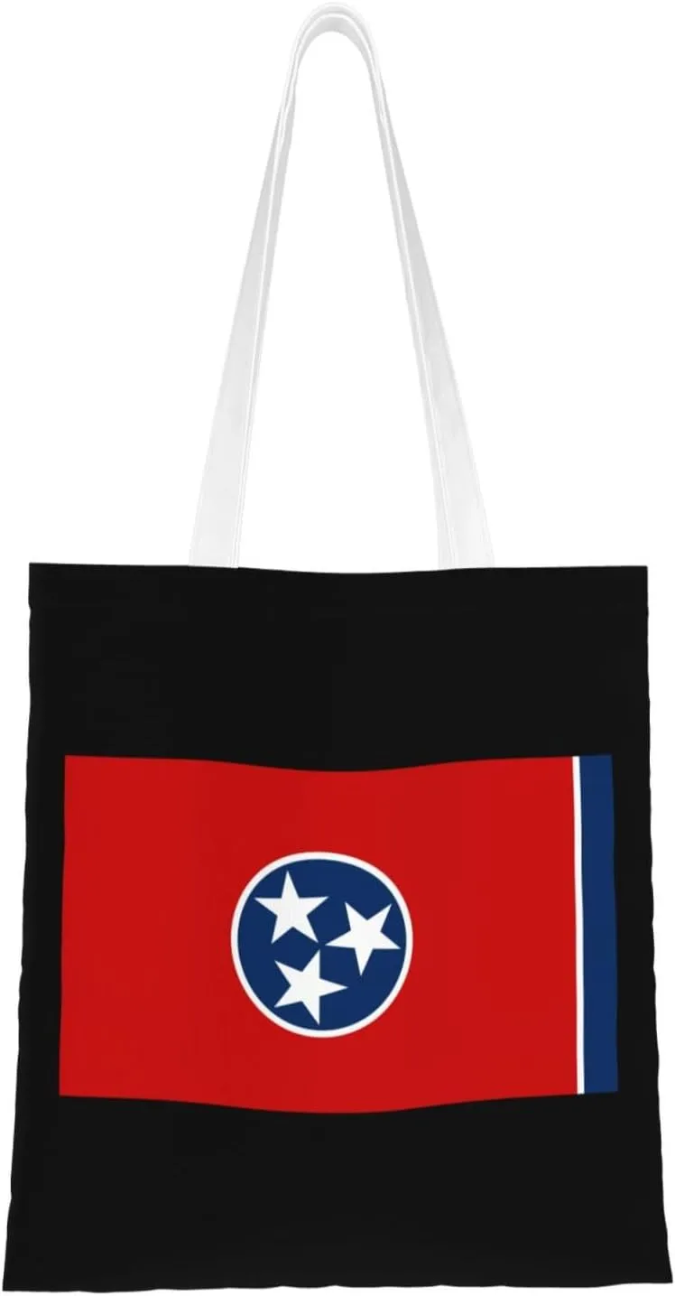 Flag of Tennessee Tote Bag for Women Canvas Shopping Bags Reusable Large Capacity Casual Shoulder Handbags Grocery Bags DIY Gift Bags