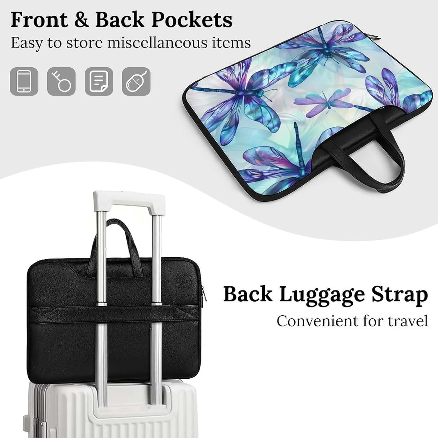 Flying Dragonflies Laptop Tote Bag Waterproof Computer Carrying Case Business Office Briefcase