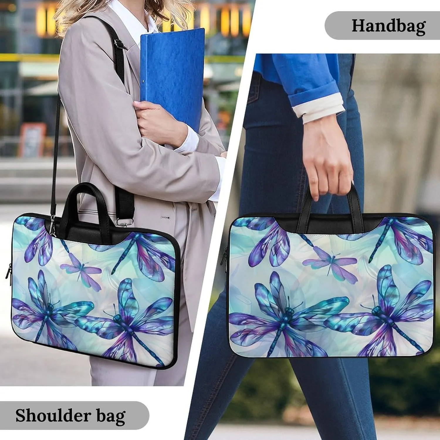 Flying Dragonflies Laptop Tote Bag Waterproof Computer Carrying Case Business Office Briefcase