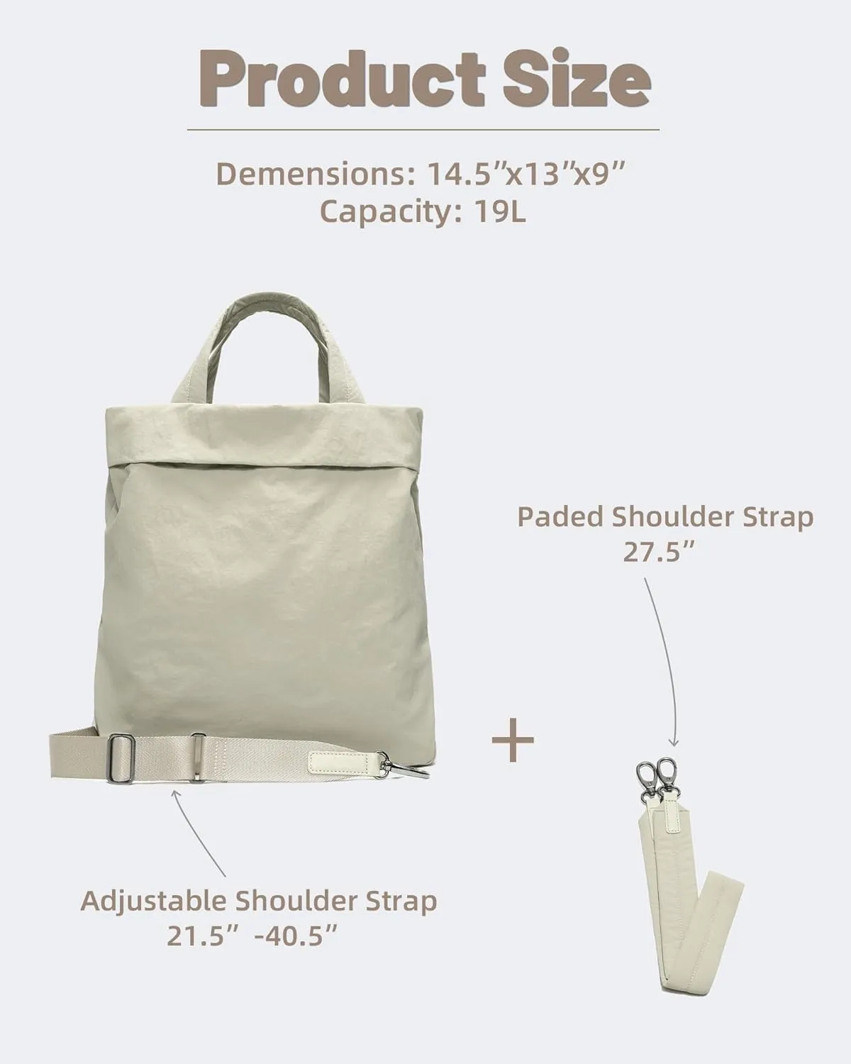 FODOKO Hobo Crossbody Bags 2.0, 19L Large Totes Handbags with Straps for Women, Multi Nylon Shoulder Bags for Travel Gym