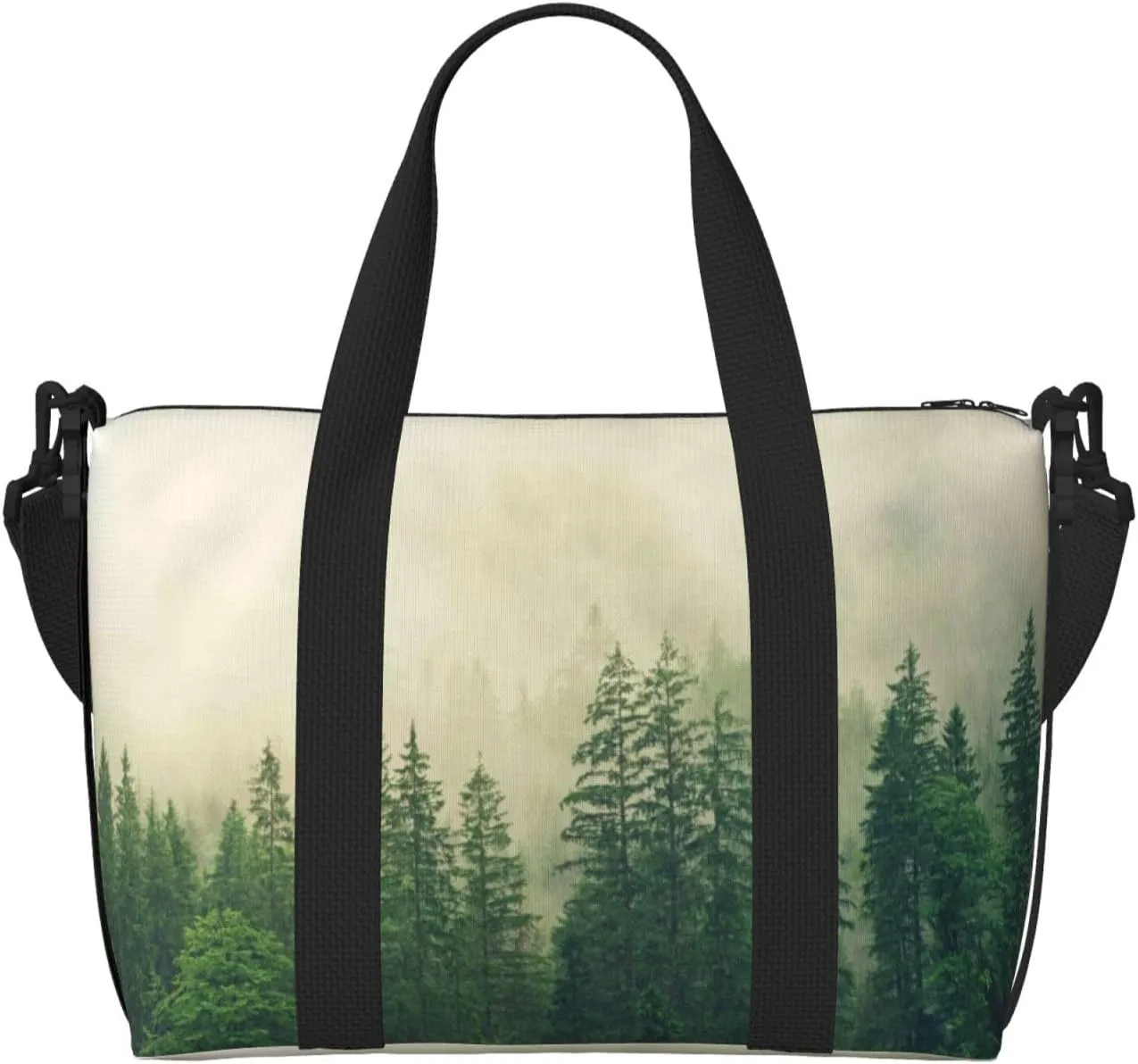 Fog Forest Travel Bag Weekender Bags for Women Men Carry on Overnight Bag Tote Bag Yoga Gym Bag With Adjustable Straps for Gym, Work, Personal Items