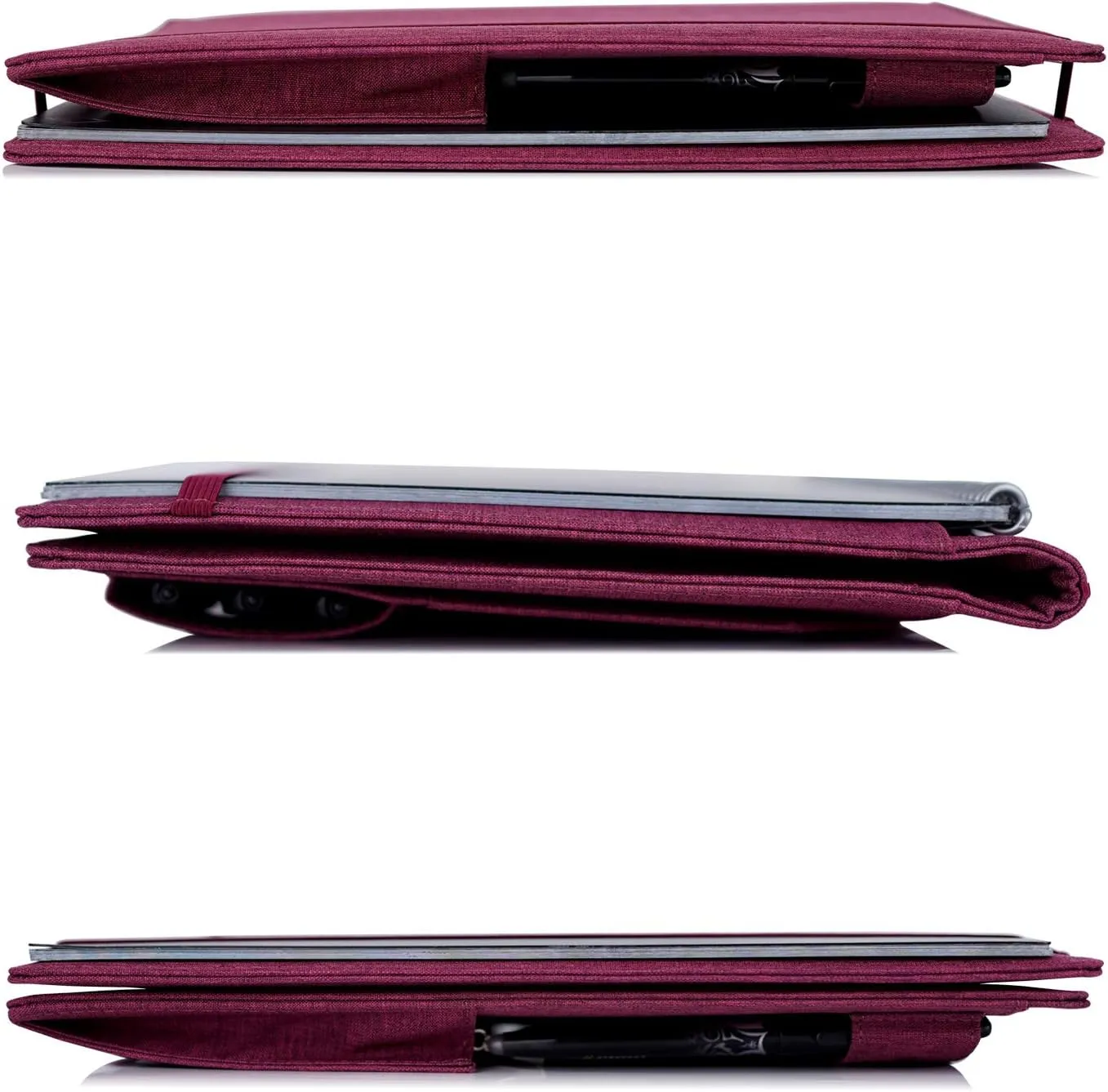 Folio Cover Compatible with Rocketbook Pro 2.0 Smart Notebook, Organized Portfolio with Pen Loop, Business Card Holder, File Pocket, Zipper Pouch, Waterproof Fabric, Letter Size, Fuchsia