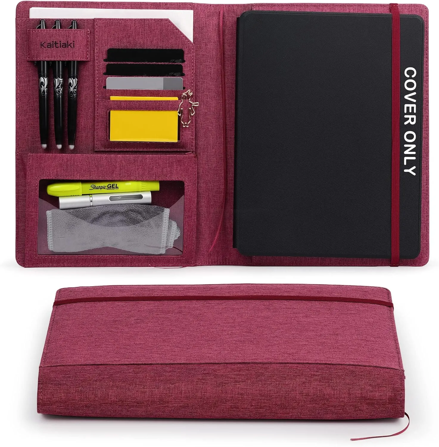 Folio Cover Compatible with Rocketbook Pro 2.0 Smart Notebook, Organized Portfolio with Pen Loop, Business Card Holder, File Pocket, Zipper Pouch, Waterproof Fabric, Letter Size, Fuchsia