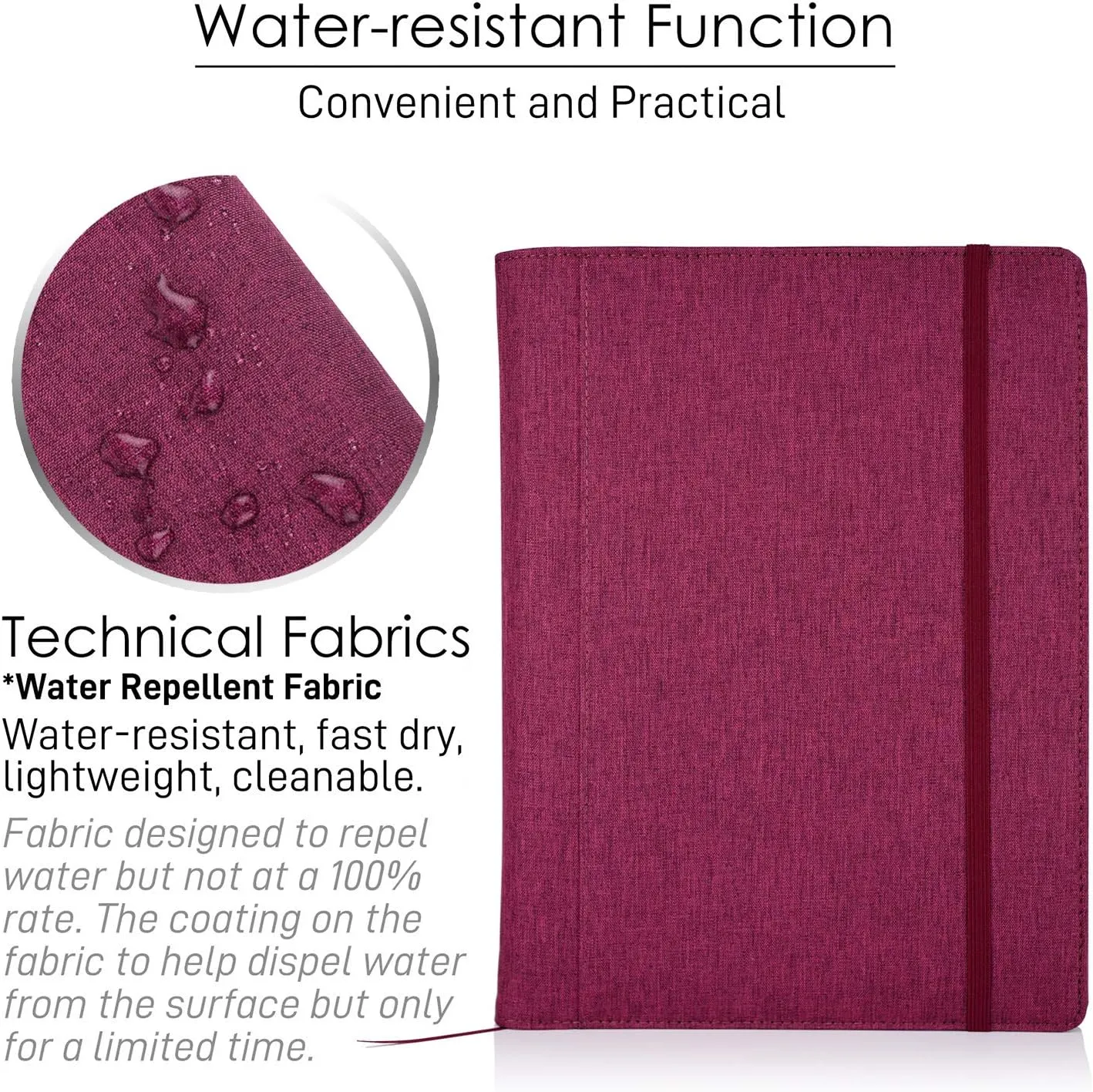 Folio Cover Compatible with Rocketbook Pro 2.0 Smart Notebook, Organized Portfolio with Pen Loop, Business Card Holder, File Pocket, Zipper Pouch, Waterproof Fabric, Letter Size, Fuchsia