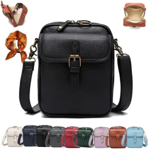 Forcipower Crossbody Leather Bag, Mini Messenger Shoulder Handbag, Anti-Theft Vintage Shoulder Messenger Bags