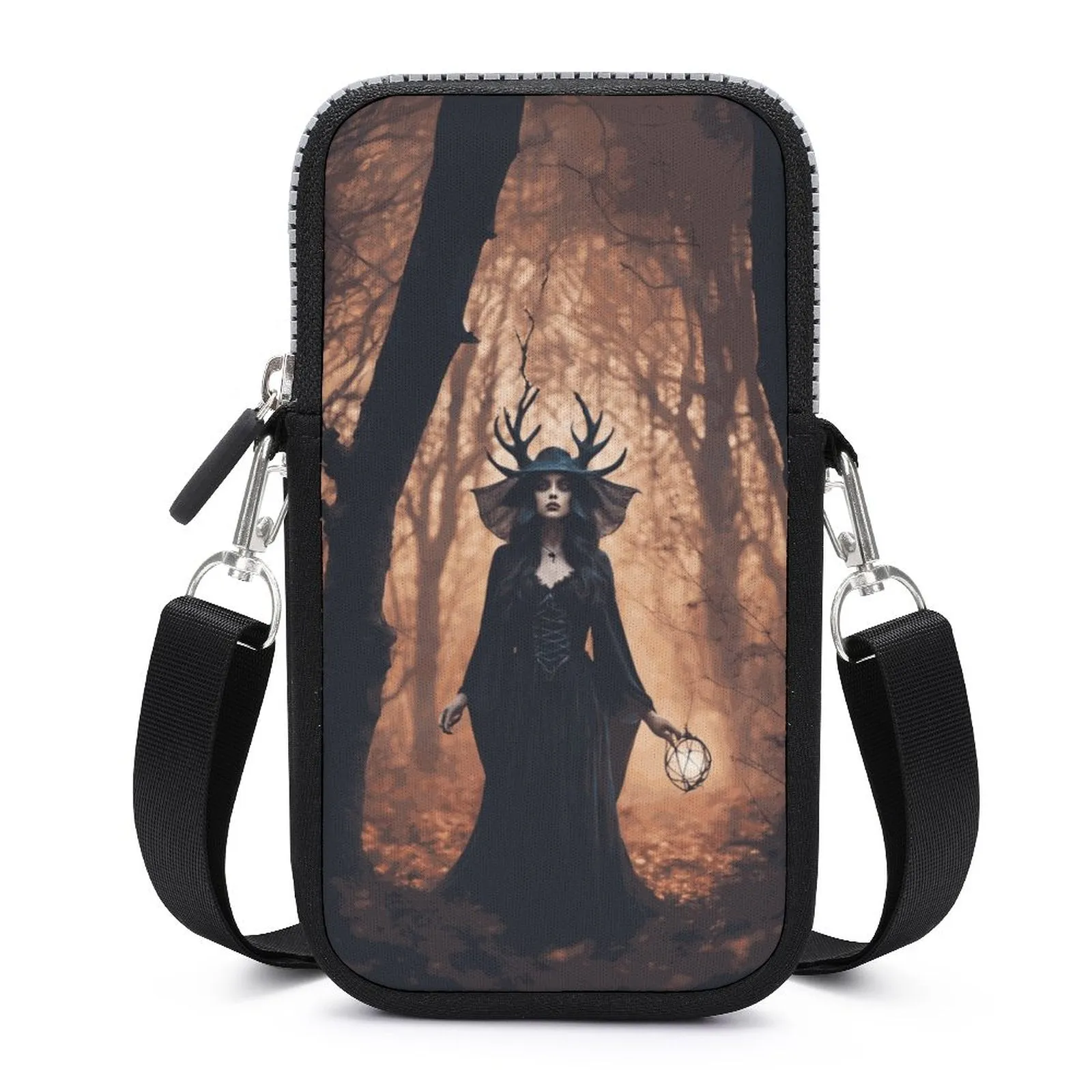 Forest Witch Cell Phone Crossbody Pouch, A Witchcore Accessory Phone Purse, Personalized witchy bag makes a wonderful Holiday gift idea!
