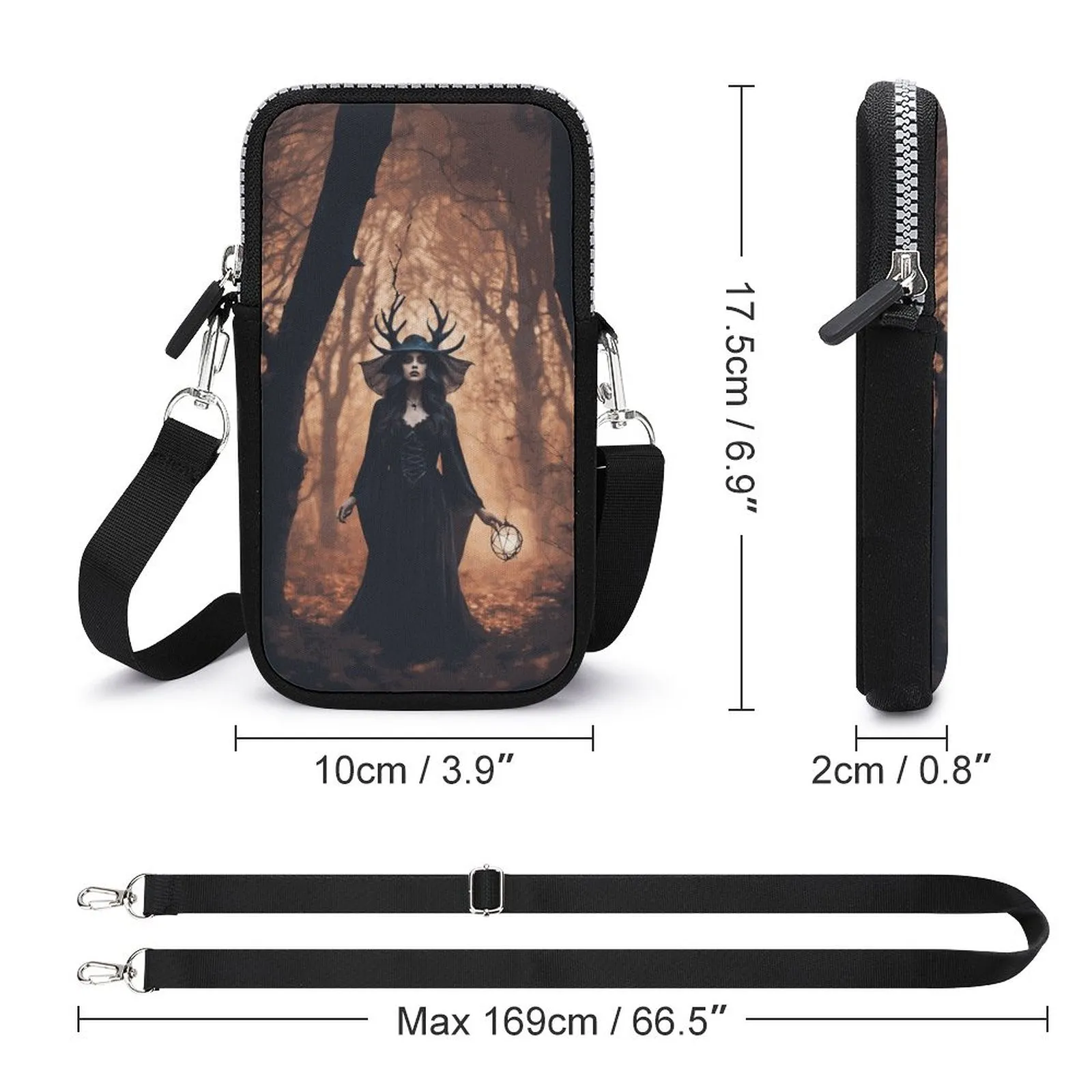 Forest Witch Cell Phone Crossbody Pouch, A Witchcore Accessory Phone Purse, Personalized witchy bag makes a wonderful Holiday gift idea!