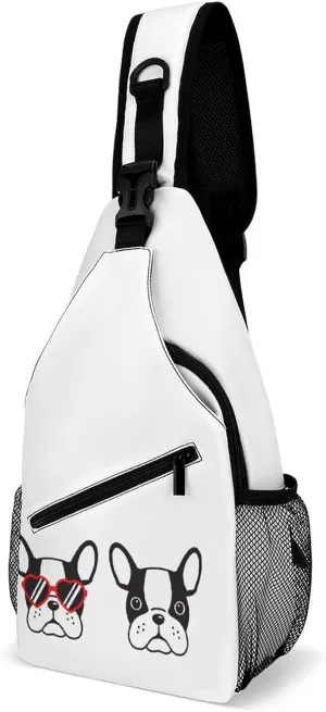 French Bulldogs Crossbody Sling Backpack Multipurpose Chest Bag Casual Shoulder Bag Travel Hiking Daypack