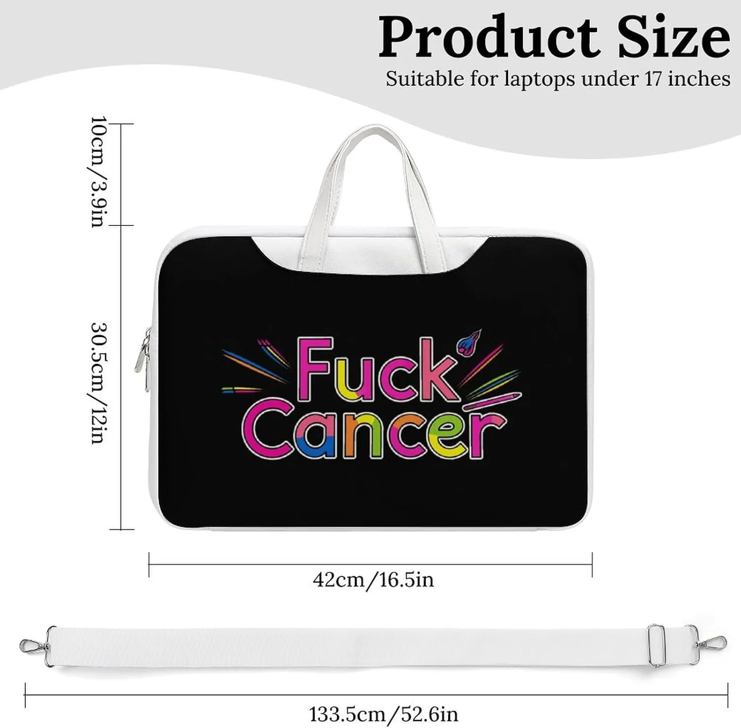 Fuck Cancer Awareness Laptop Tote Bag Waterproof Computer Carrying Case Business Office Briefcase