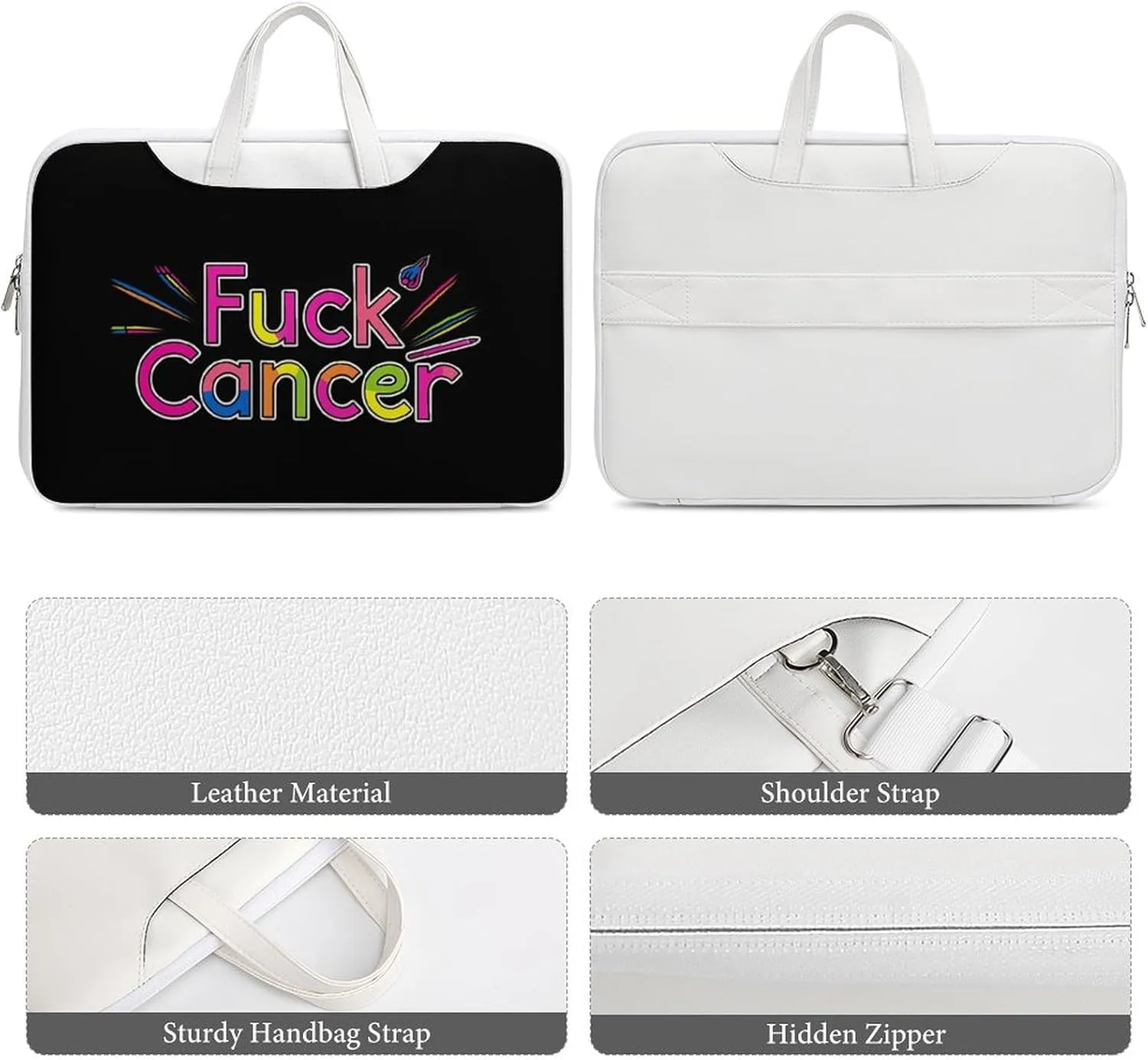 Fuck Cancer Awareness Laptop Tote Bag Waterproof Computer Carrying Case Business Office Briefcase