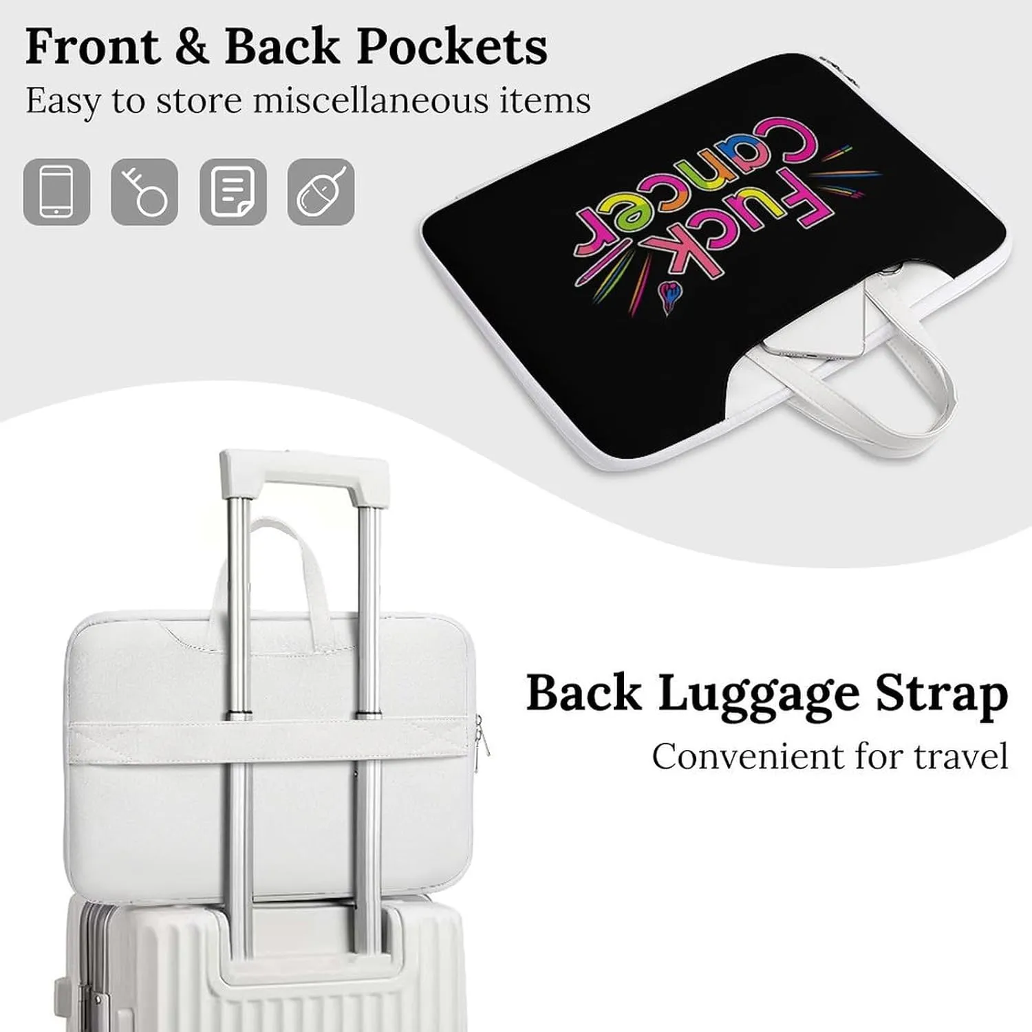 Fuck Cancer Awareness Laptop Tote Bag Waterproof Computer Carrying Case Business Office Briefcase