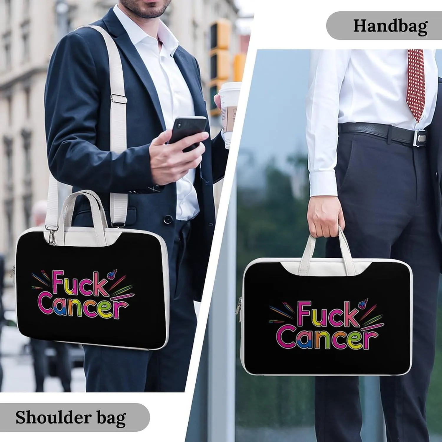 Fuck Cancer Awareness Laptop Tote Bag Waterproof Computer Carrying Case Business Office Briefcase