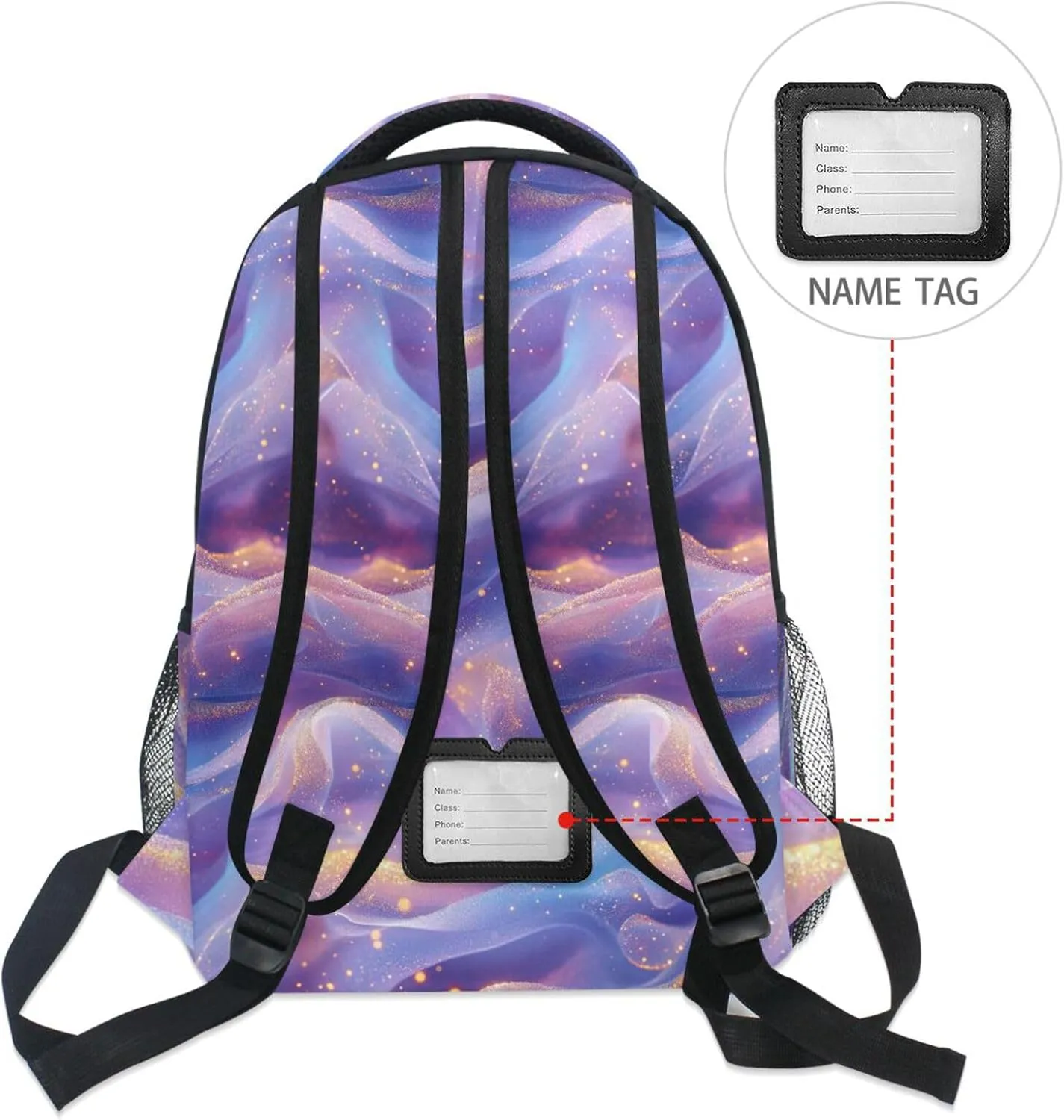 Fun Backpack for Teacher Nurse Waterproof Carry On Backpacks with Chest Strap for Business Work College Travel Trip Blush Blue Purple