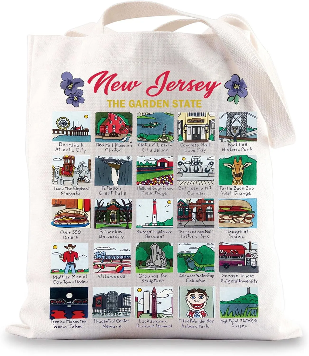 G2TUP New Jersey Trip Tote Bag Garden State Grocery Bag New Jersey Souvenir NJ Travel Shopping Bag