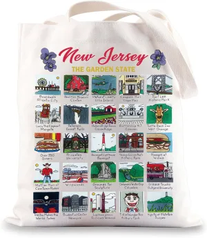 G2TUP New Jersey Trip Tote Bag Garden State Grocery Bag New Jersey Souvenir NJ Travel Shopping Bag