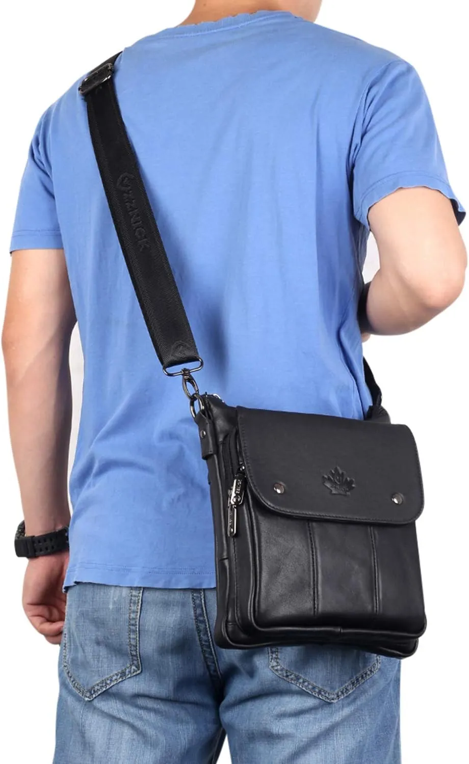 Genuine Leather Messenger Bag, Sling Bag Crossbody Shoulder Bags for Travel Work Business