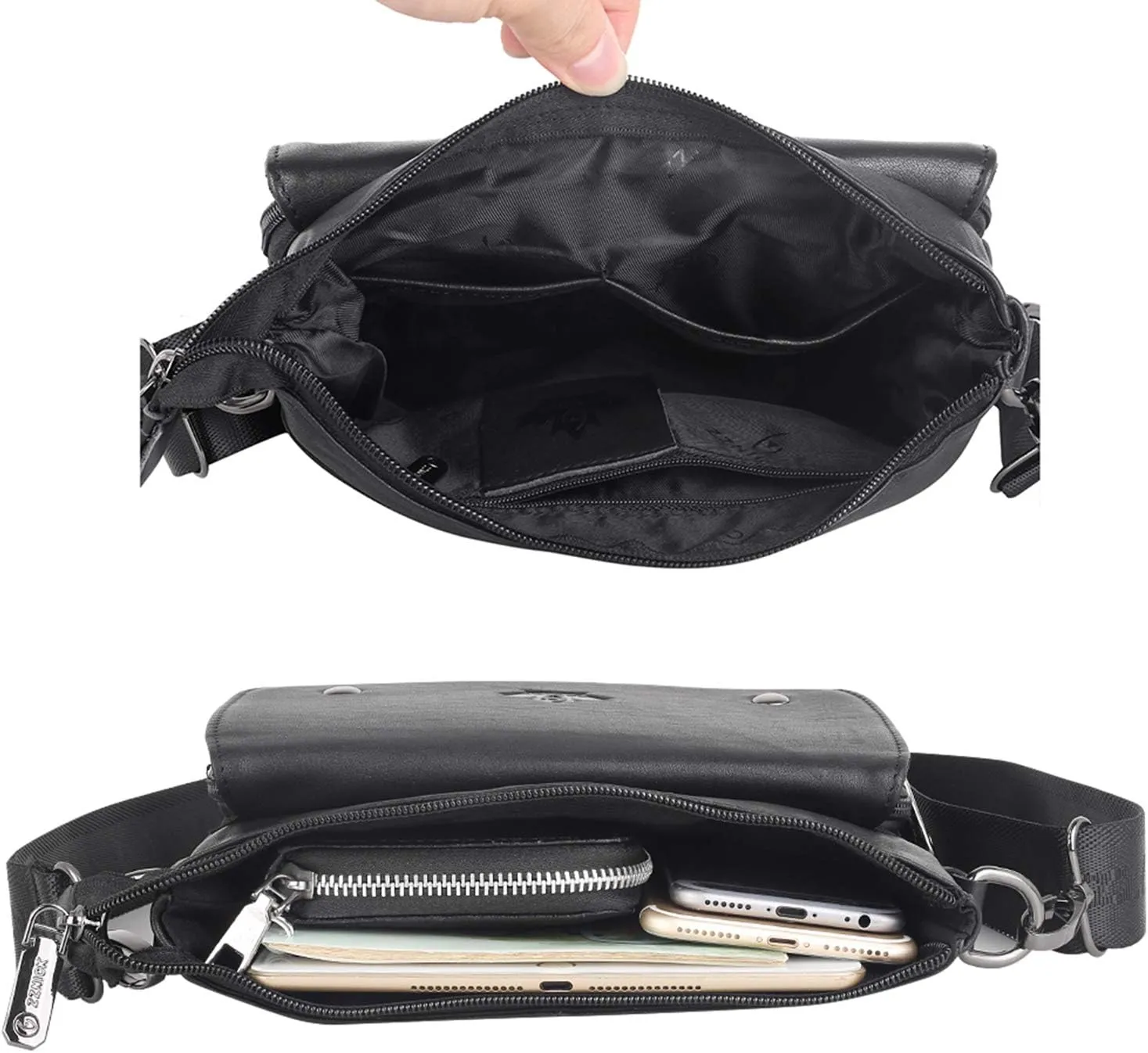 Genuine Leather Messenger Bag, Sling Bag Crossbody Shoulder Bags for Travel Work Business