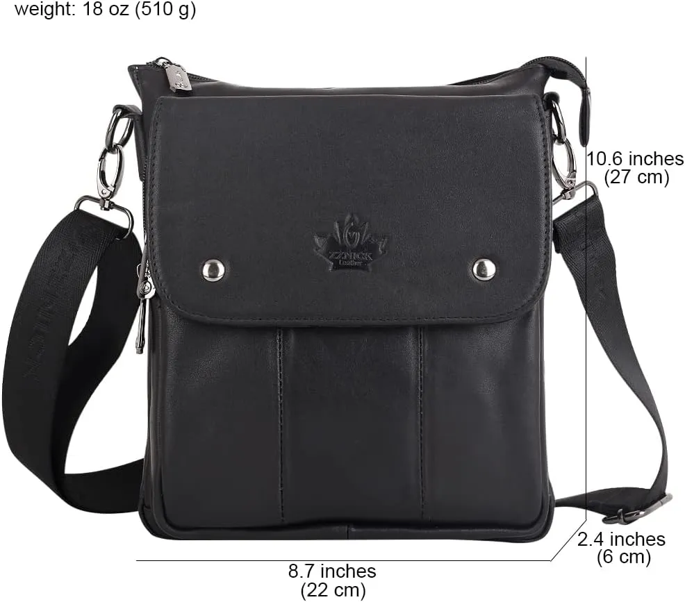 Genuine Leather Messenger Bag, Sling Bag Crossbody Shoulder Bags for Travel Work Business