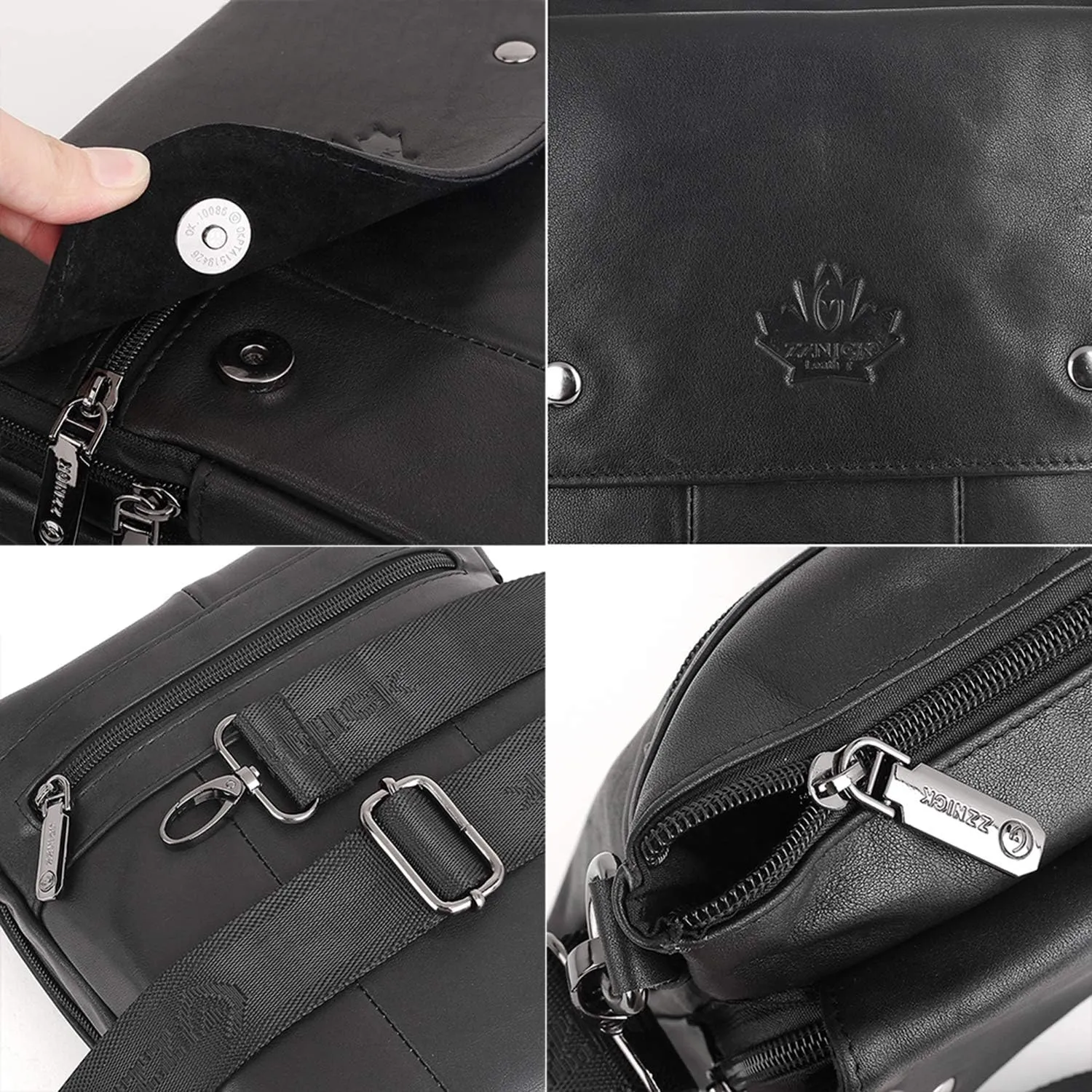 Genuine Leather Messenger Bag, Sling Bag Crossbody Shoulder Bags for Travel Work Business
