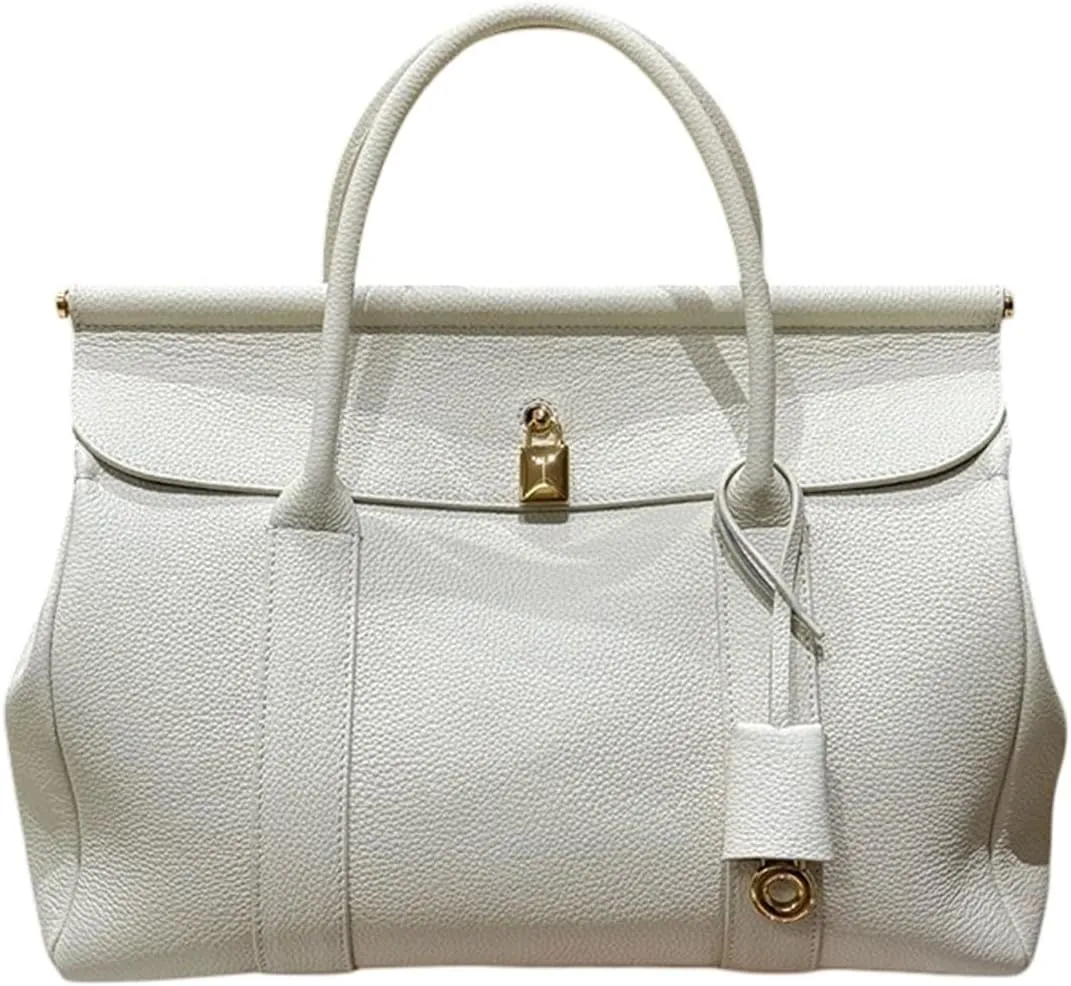 Genuine Leather Tote Bag for Women, Top Handle Handbag, Elegant Lychee Print Shoulder Bag, Fashion Vintage Satchels.